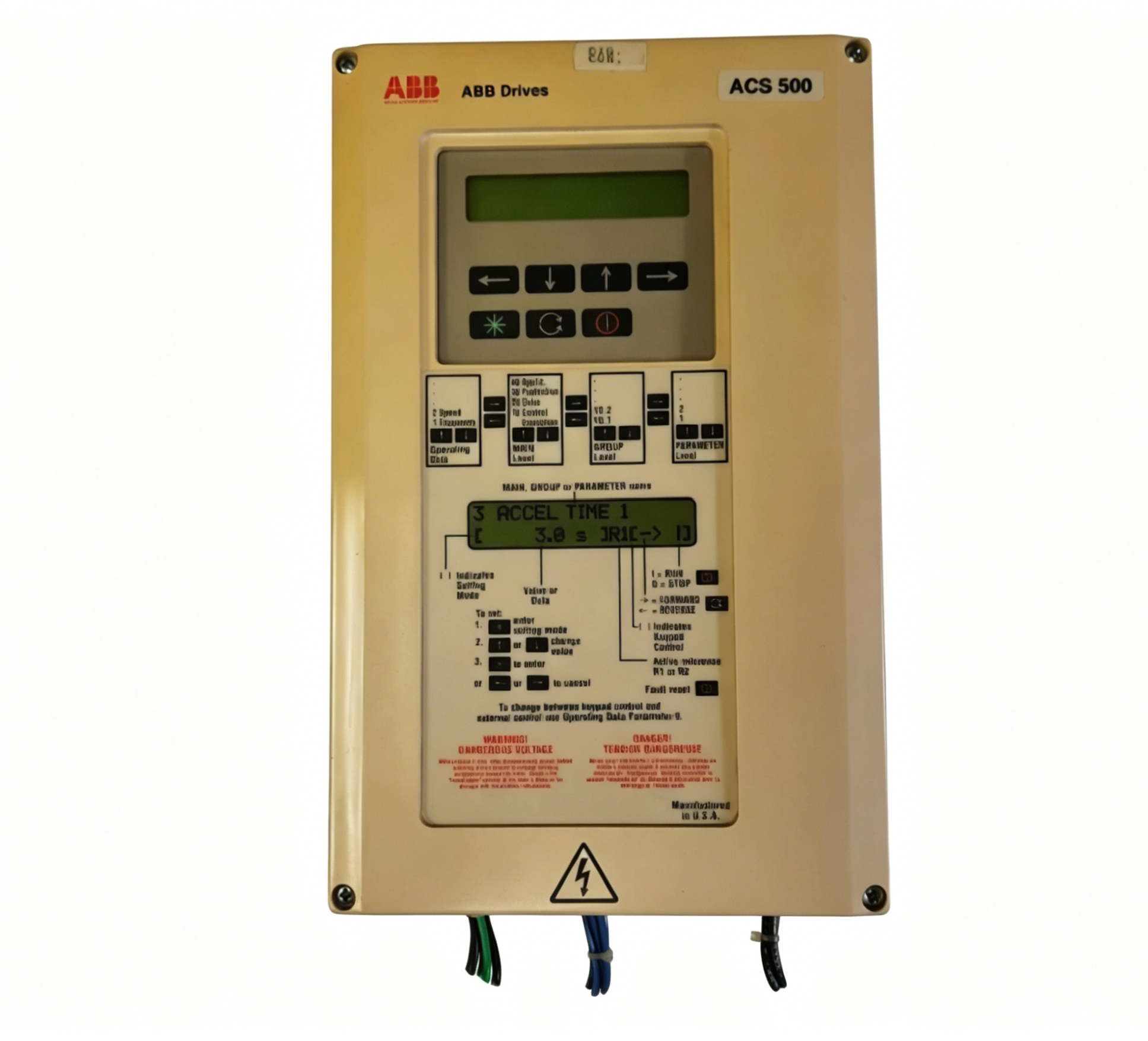 abb acs501 020 4 00p2 industrial ac drive high performance variable frequency controller 20hp 440–500v wall mounted nema 1 ip21 for motor speed control automation systems abb acs501 020 4 00p2 industrial ac drive high performance variable frequency controller 20hp 440–500v wall mounted nema 1 ip21 for motor speed control automation systems