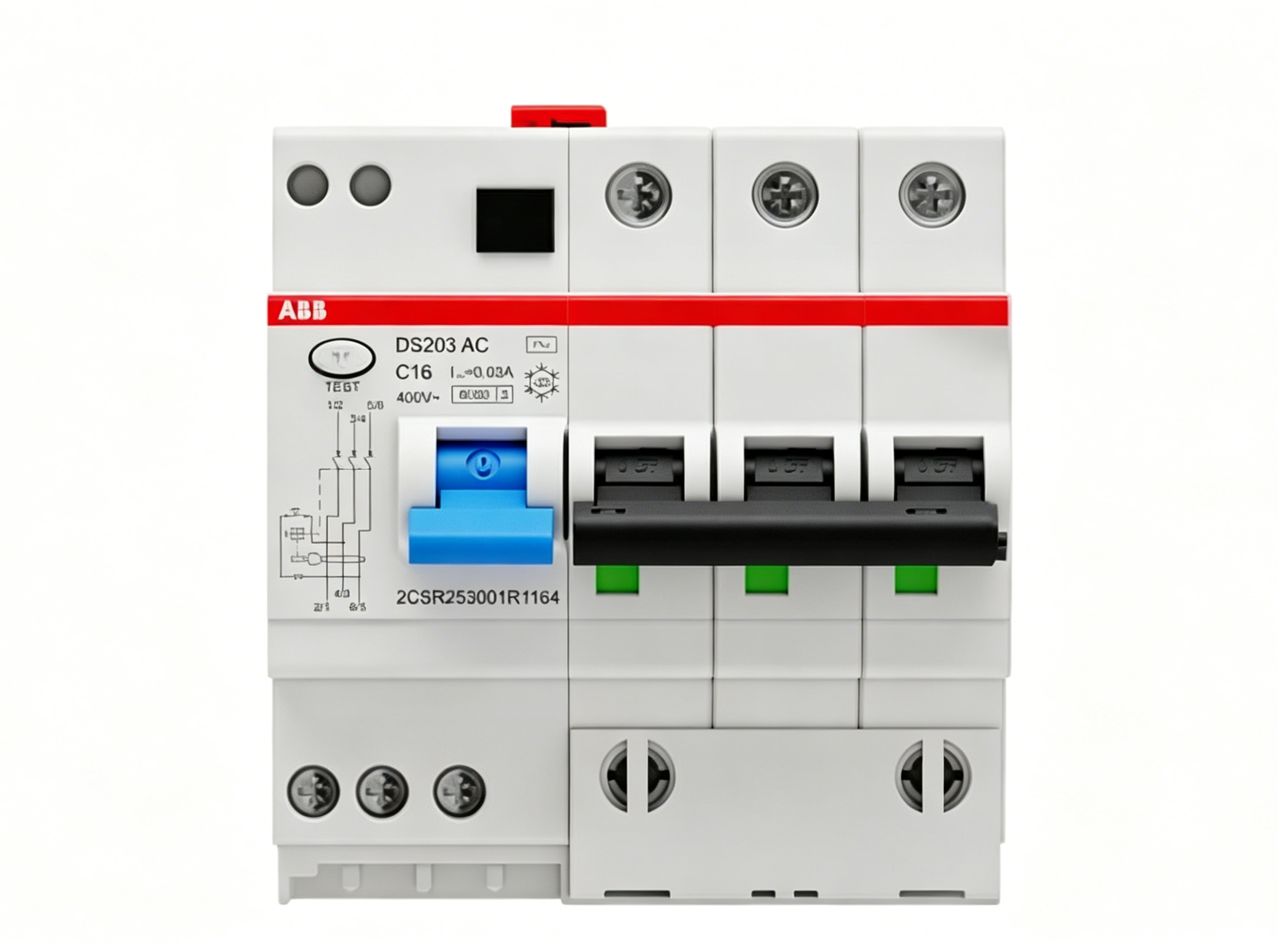 abb 2csr253001r1164 ds203 ac c16/0.03 rcbo residual current breaker with overcurrent protection for industrial electrical distribution systems abb 2csr253001r1164 ds203 ac c16/0.03 rcbo residual current breaker with overcurrent protection for industrial electrical distribution systems