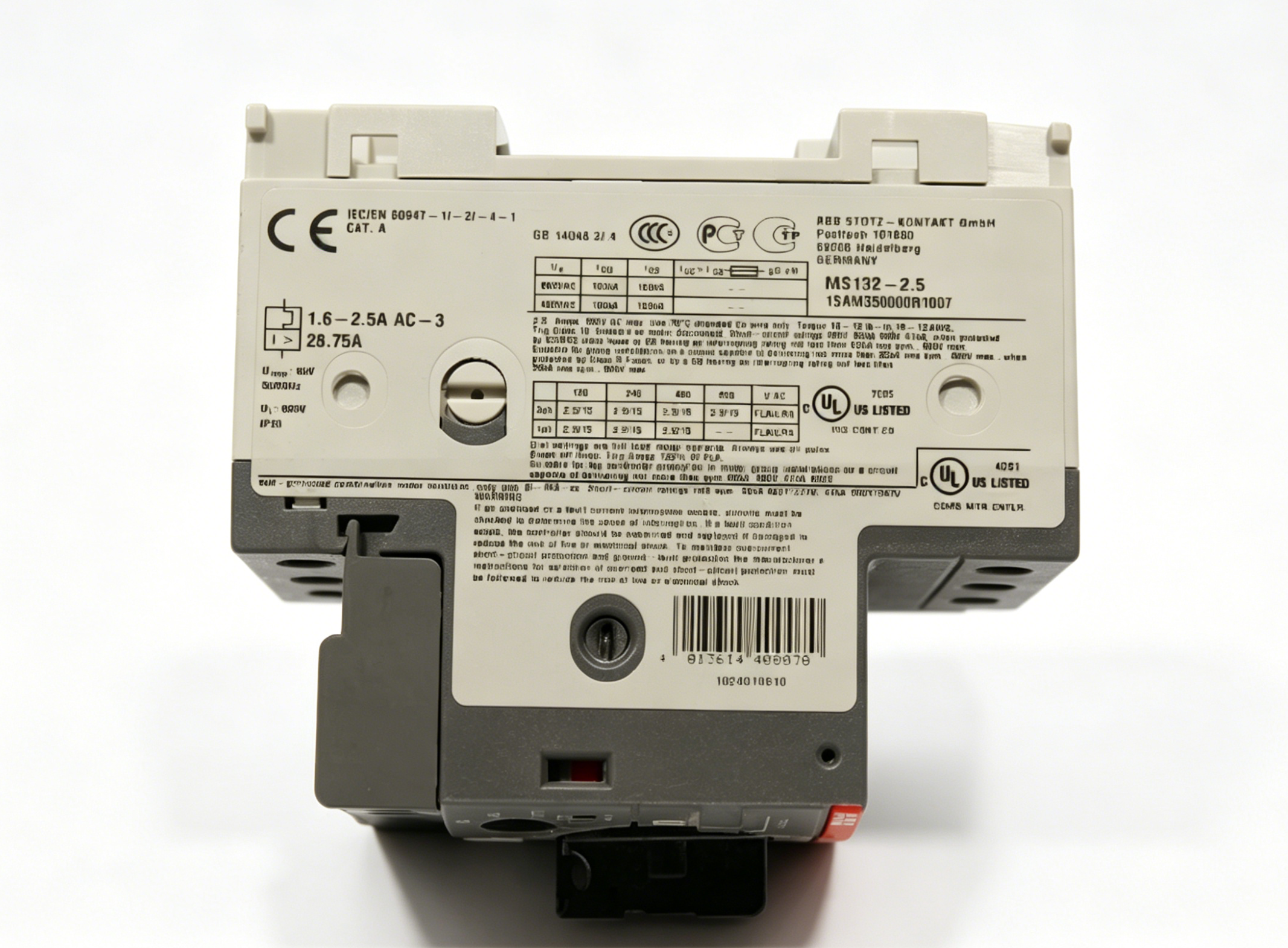 abb 1sam350000r1007 ms132 2.5 manual motor starter 1.6 2.5a motor protection circuit breaker for industrial motor applications abb 1sam350000r1007 ms132 2.5 manual motor starter 1.6 2.5a motor protection circuit breaker for industrial motor applications