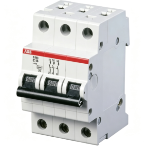 abb 2cds253001r0164 s203 c16 miniature circuit breaker 3p 16a c curve for reliable circuit protection