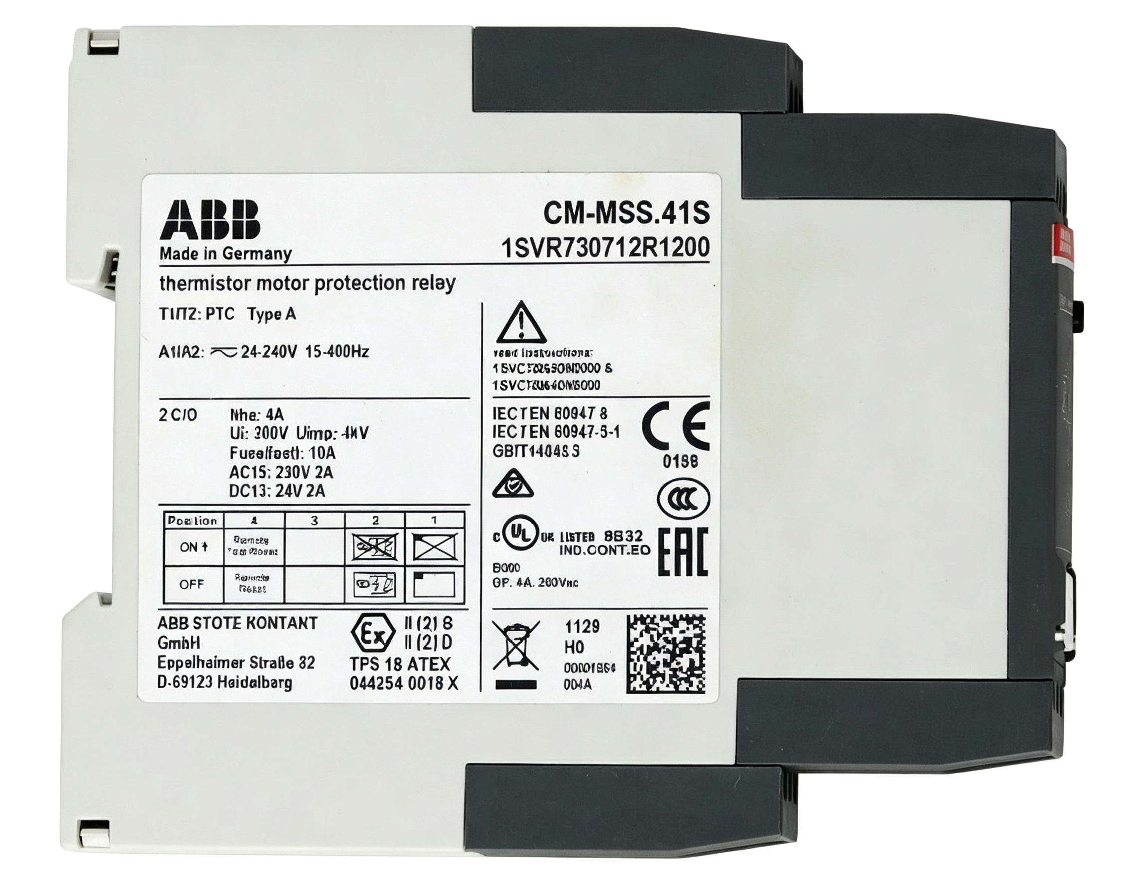 abb 1svr730712r1200 cm mss.41s thermistor motor protection relay for motor temperature monitoring and industrial protection systems abb 1svr730712r1200 cm mss.41s thermistor motor protection relay for motor temperature monitoring and industrial protection systems