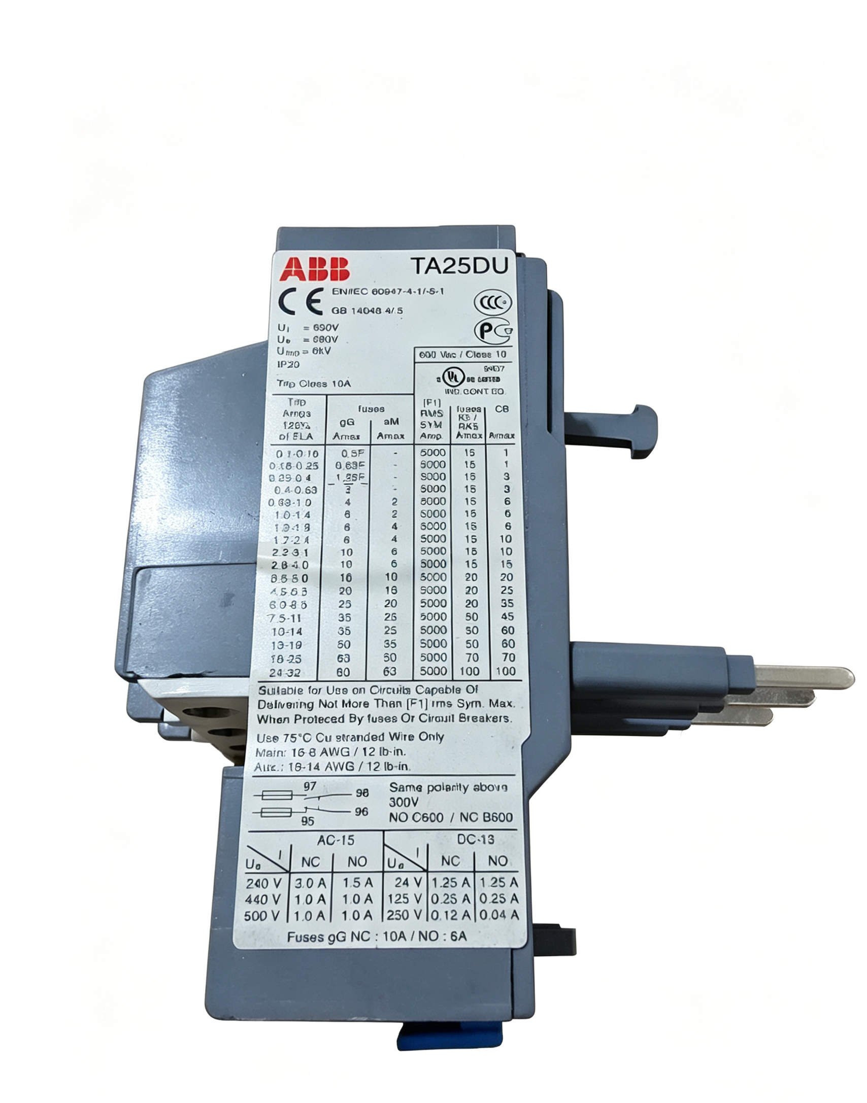 abb ta25du14 thermal overload relay 10 14a motor protection device for industrial control applications abb ta25du14 thermal overload relay 10 14a motor protection device for industrial control applications