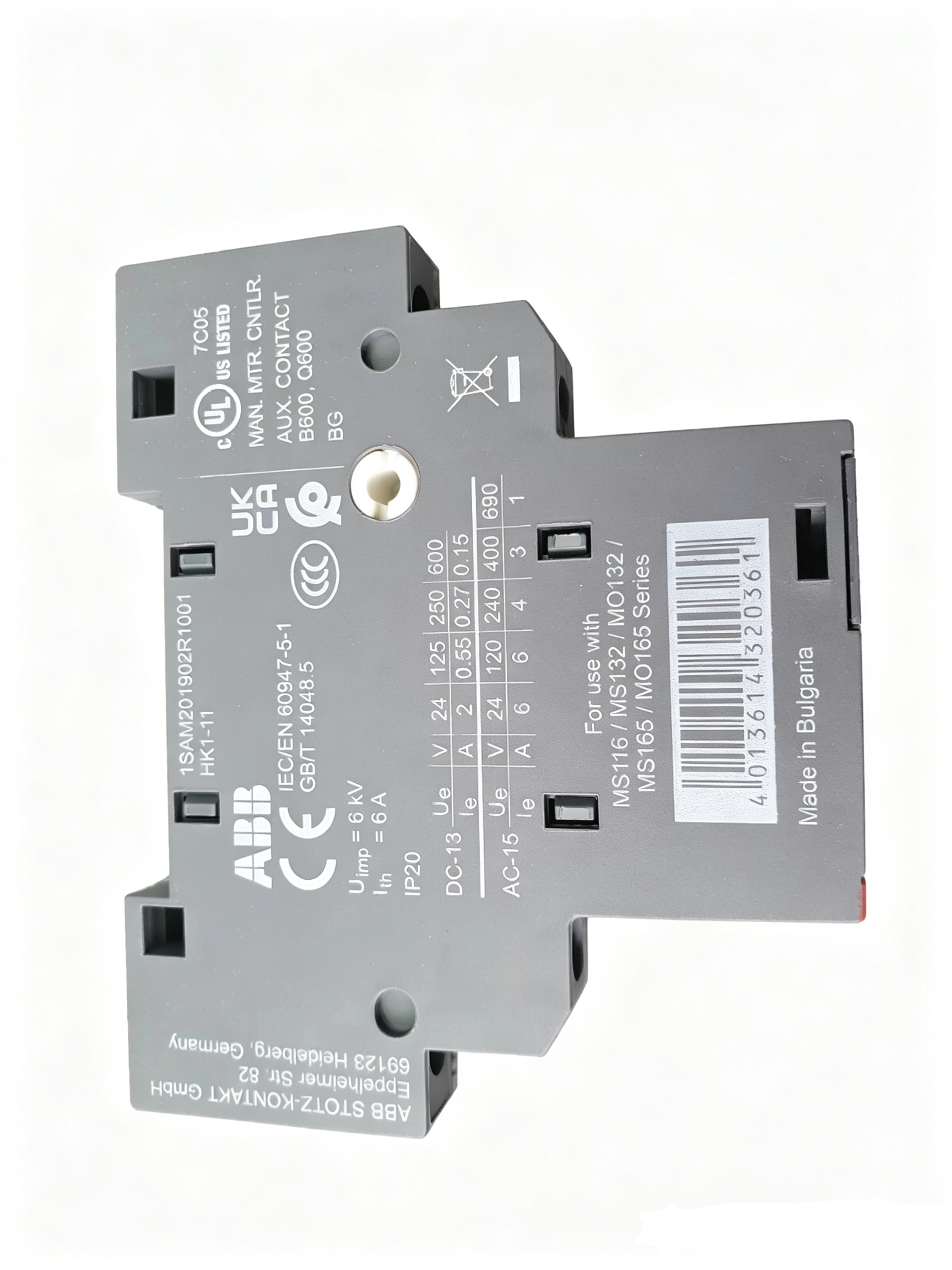 abb 1sam201902r1001 hk1 11 auxiliary contact for ms116, ms132 and ms165 manual motor starters abb 1sam201902r1001 hk1 11 auxiliary contact for ms116, ms132 and ms165 manual motor starters