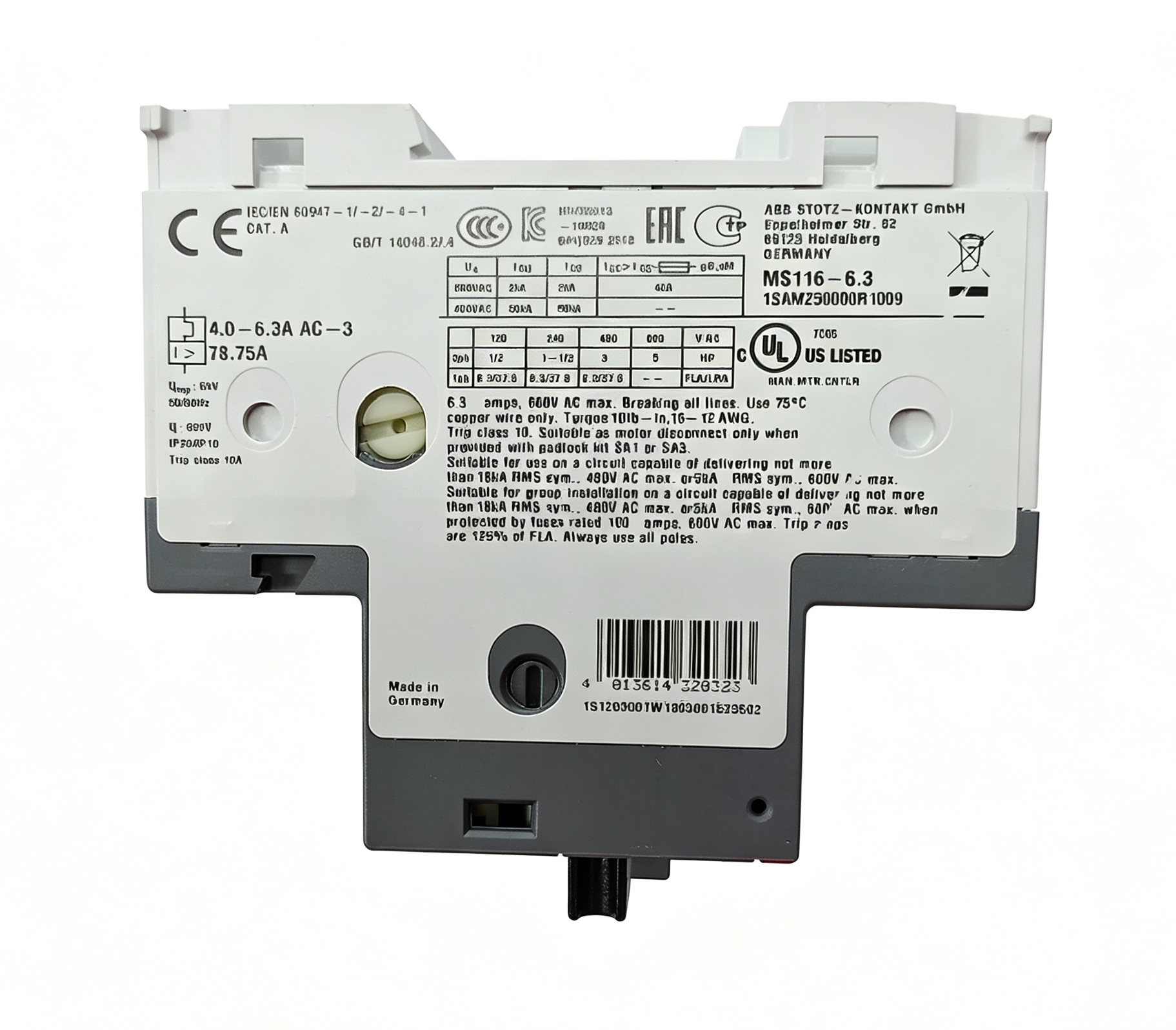 abb 1sam250000r1009 ms116 6.3 manual motor starter 4.0–6.3 a for motor protection and industrial control abb 1sam250000r1009 ms116 6.3 manual motor starter 4.0–6.3 a for motor protection and industrial control