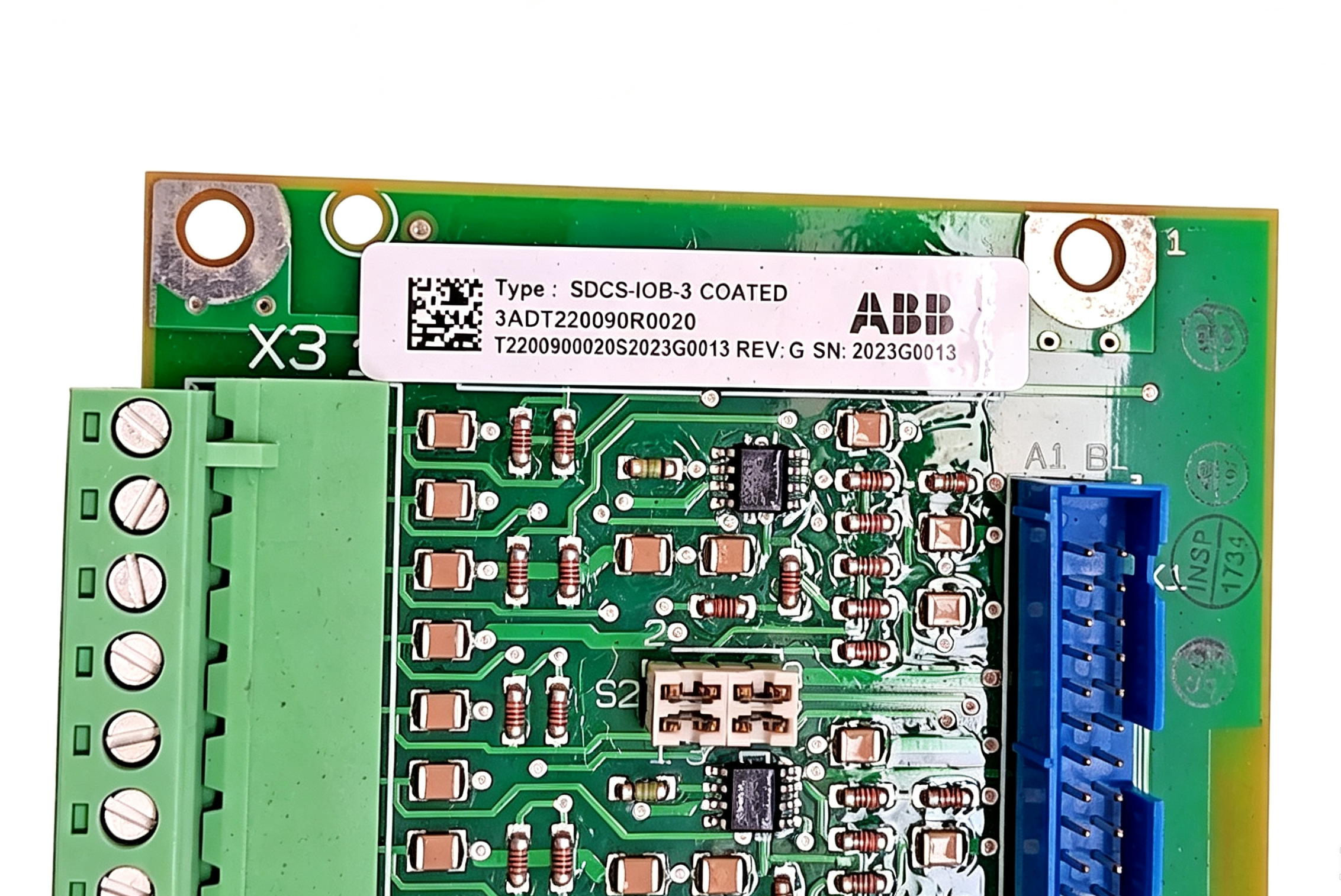 abb 3adt220090r0020 sdcs iob 3 coat analog and encoder connection board for dcs800 drive systems abb 3adt220090r0020 sdcs iob 3 coat analog and encoder connection board for dcs800 drive systems