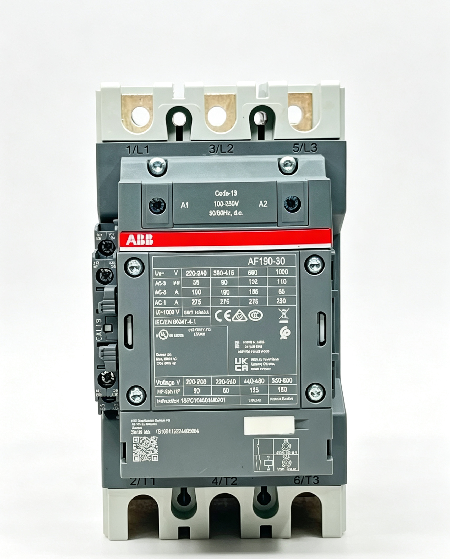 abb 1sfl487002r1311 af190 30 11 13 3 pole contactor with 100 250v ac/dc coil abb 1sfl487002r1311 af190 30 11 13 3 pole contactor with 100 250v ac/dc coil
