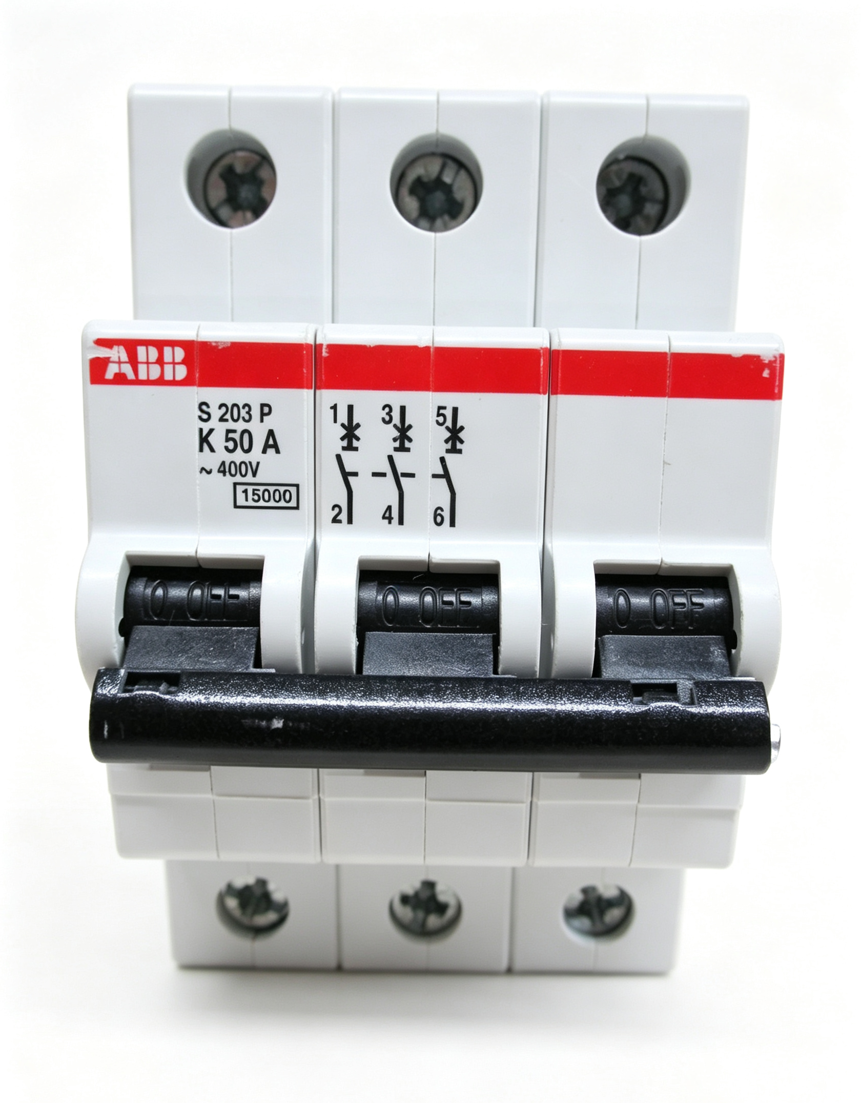 abb 2cds283001r0577 s203p k50 3 pole 50a k curve 15ka miniature circuit breaker abb 2cds283001r0577 s203p k50 3 pole 50a k curve 15ka miniature circuit breaker