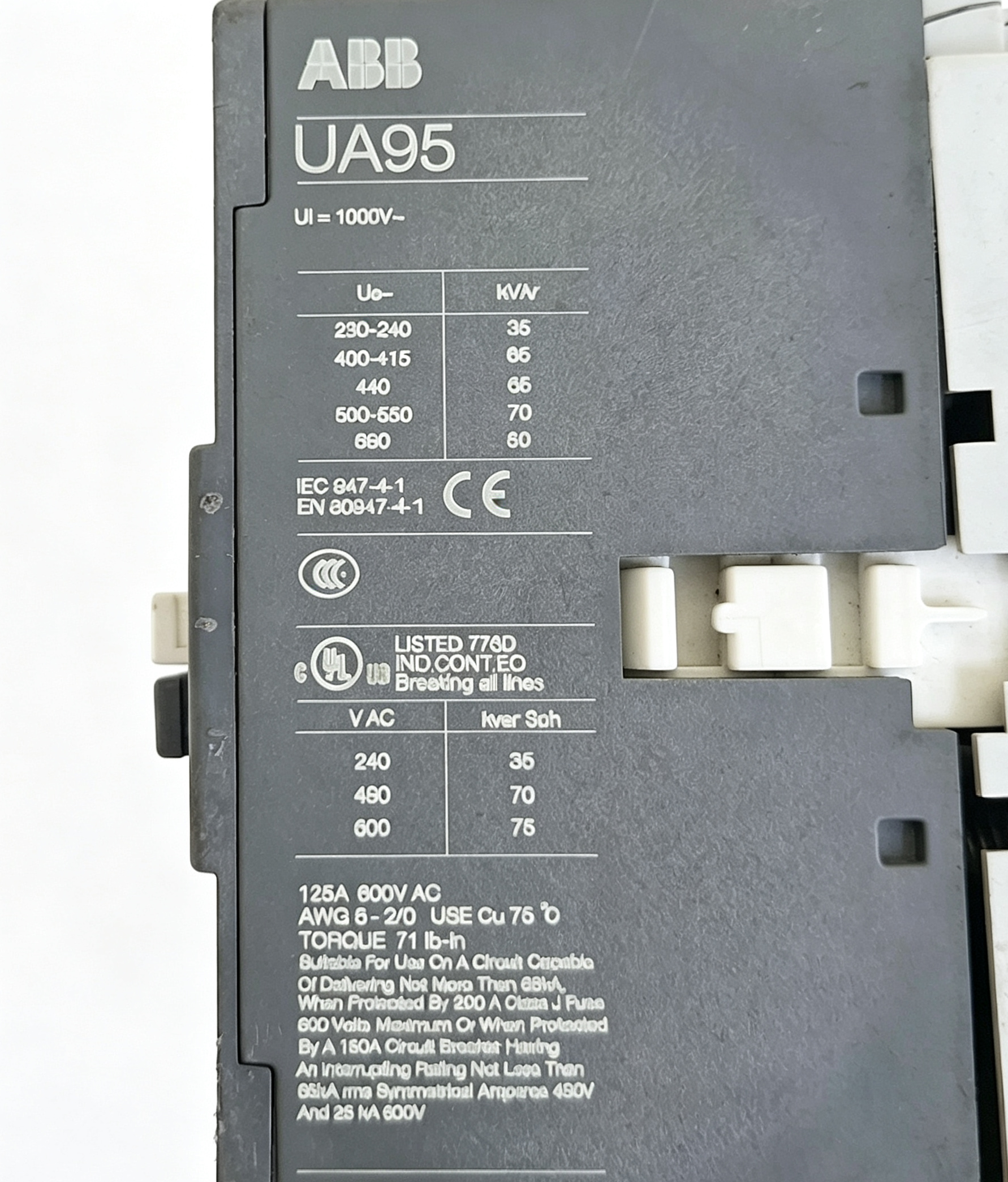 abb ua95 30 11 220 230v 50hz capacitor duty contactor 1sfl431022r8011 abb ua95 30 11 220 230v 50hz capacitor duty contactor 1sfl431022r8011