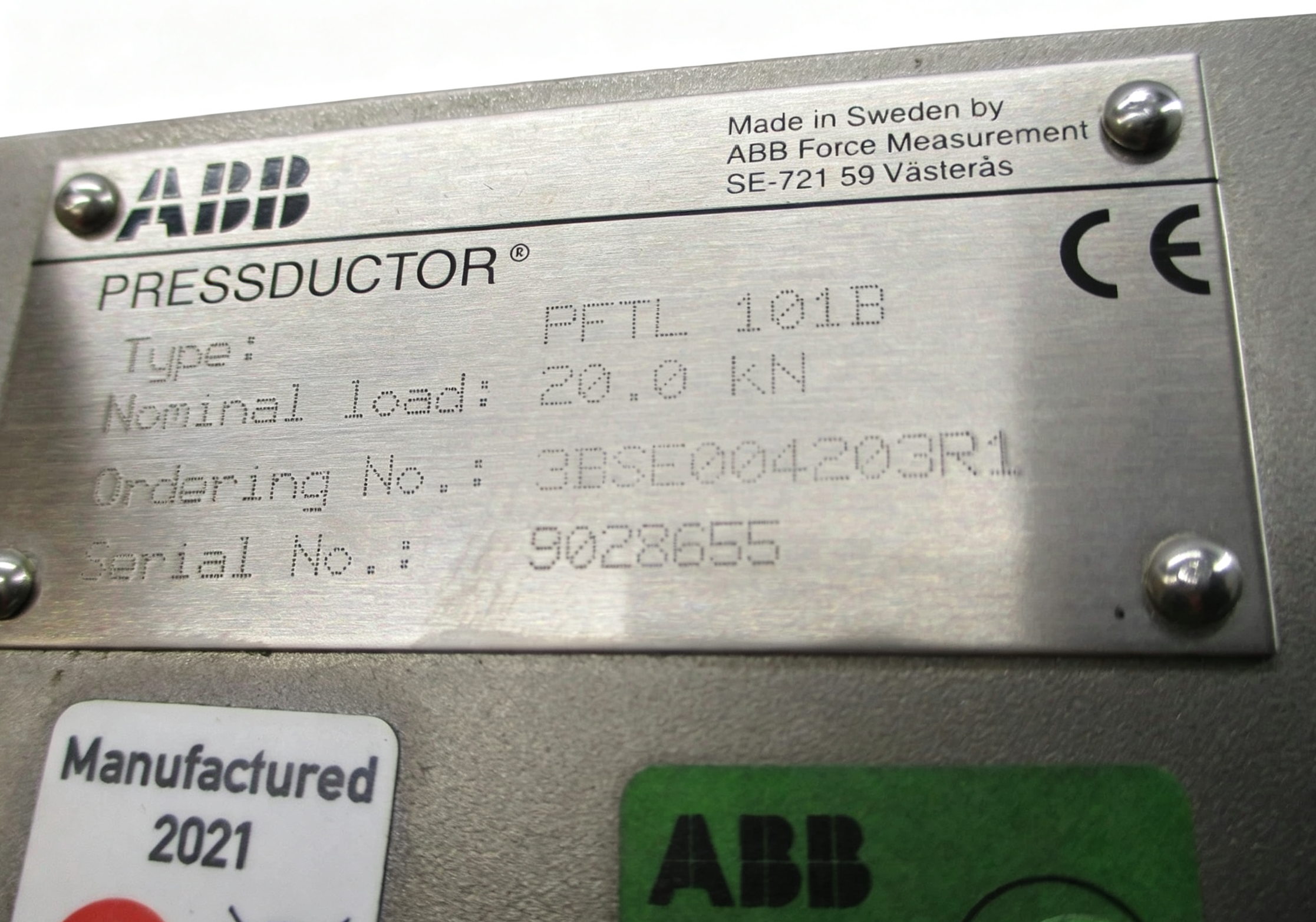 abb 3bse004203r1 pftl 101b 20.0 pressductor pillow block load cell 20 kn abb 3bse004203r1 pftl 101b 20.0 pressductor pillow block load cell 20 kn